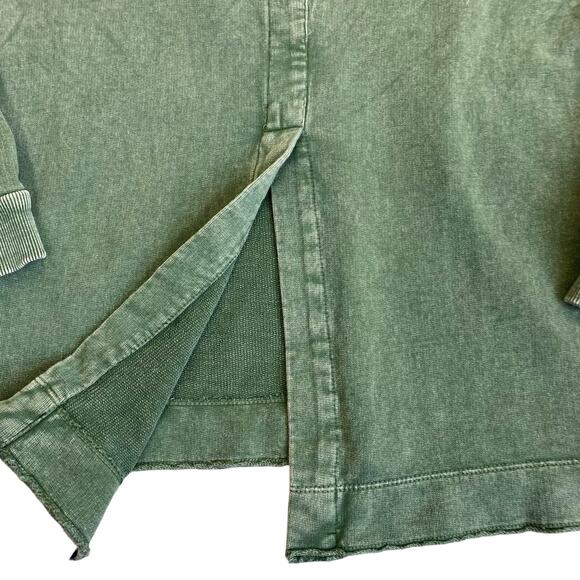 ANTHROPOLOGIE Pilcro Olive Green Terry Split Hem Tunic Top Distressed Cotton - Picture 14 of 16